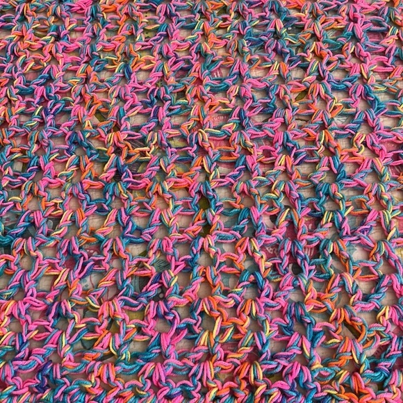 Colorful Open Stitch Crocheted Throw Blanket - Picture 4 of 7